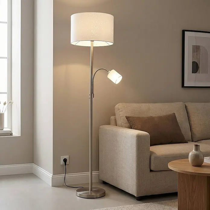 Lindby LED-Leseleuchte Jaileen - Höhe: 170 cm, alu / grau / zink, weiß / opal