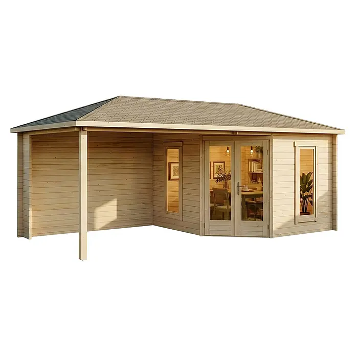 Alpholz Gartenhaus Liwa - Außenmaß inkl. Dachüberstand (B x T): 614 x 317 cm, Holz, Naturbelassen