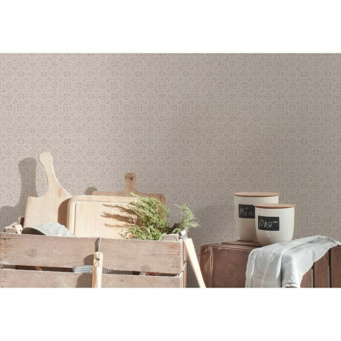 AS Creation Hygge Vliestapete Blumenmuster (Hellbraun, Floral, 10,05 x 0,53 m)