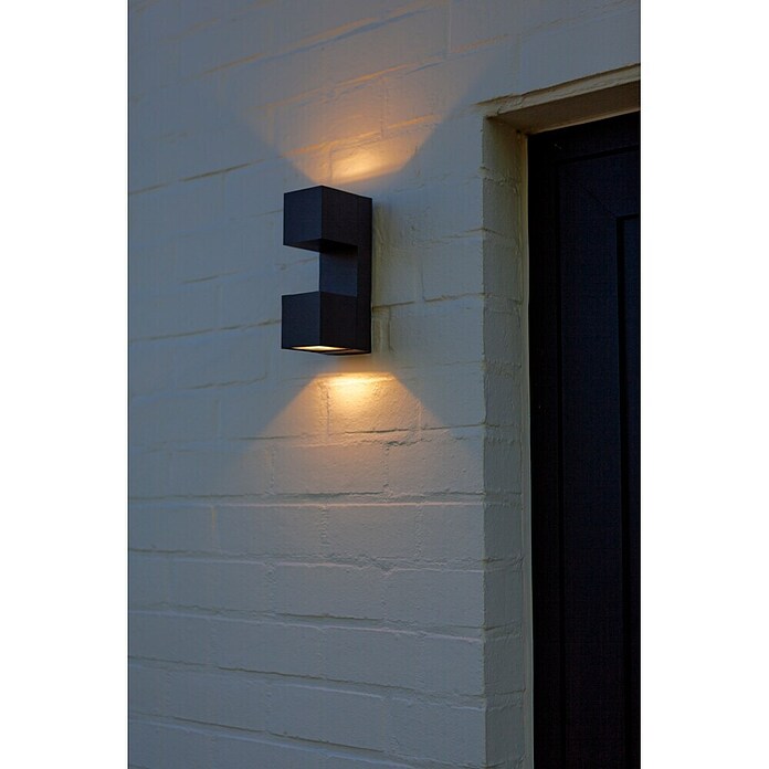Lutec Aplique para exterior LED Fari (10 W, L x An x Al: 92 x 65 x 193 mm, Gris oscuro, Aluminio, IP54) | BAUHAUS