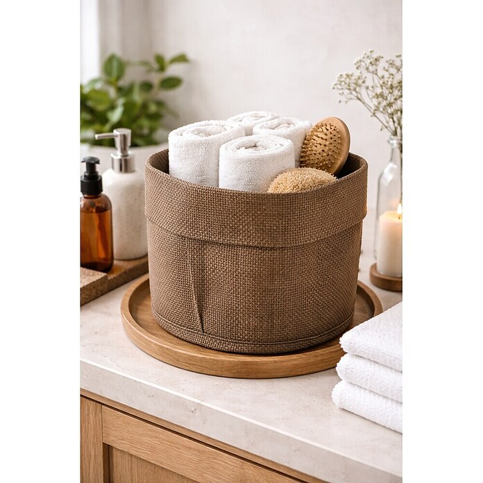 Deblanch Cesta para el baño (L x An x Al: 15 x 15 x 19 cm, Marrón)