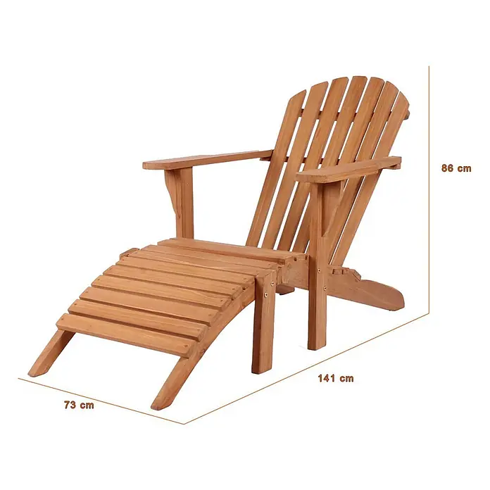 Bene Living Gartenliege Adirondack - B x T: 141 x 73 cm, braun, Naturmaterialien