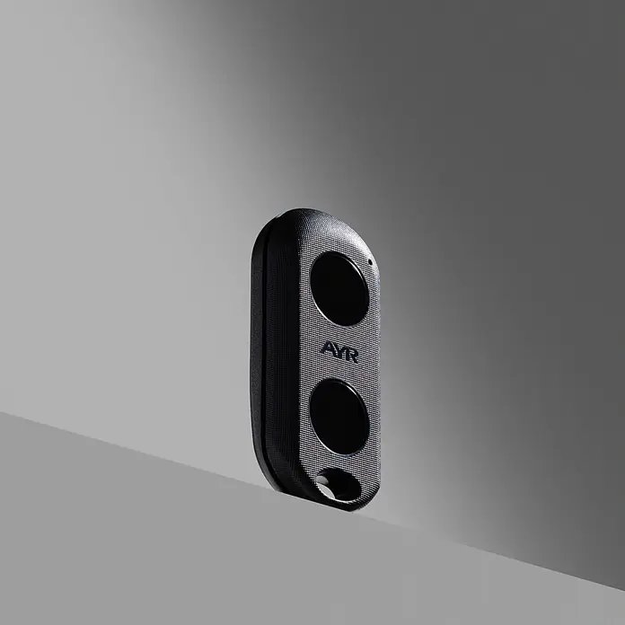 AYR Mando a distancia Key RF - Específico para: Cerraduras Lock RF de AYR, Negro - Mando a distancia ovalado, oscuro y texturizado con dos botones redondos y logo 'AYR'.
