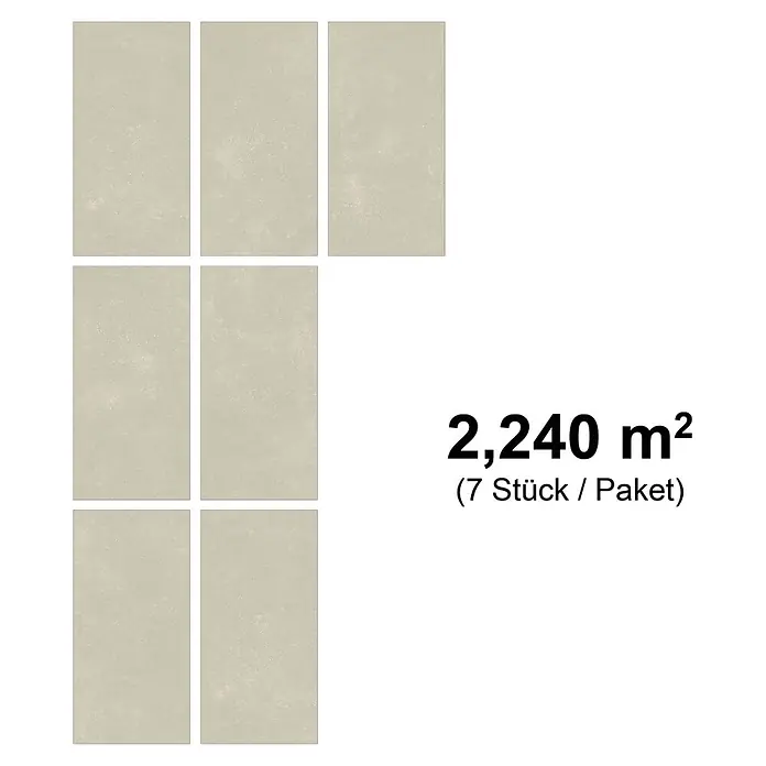b!design Vinylboden SPC - Chiasso, Fliese, 800 x 400 x 5 mm - Hellbeige Rechteckfliesen: 7 Stück, 2,240 m² pro Paket.