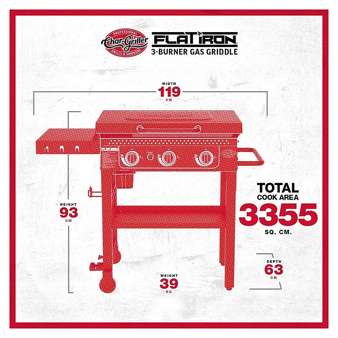 Char-Griller Plancha-Grill Flat Iron (Grillfläche (B x T): 76 x 49 cm, 10,55 kW, Anzahl Brenner: 3 Stk.) | BAUHAUS