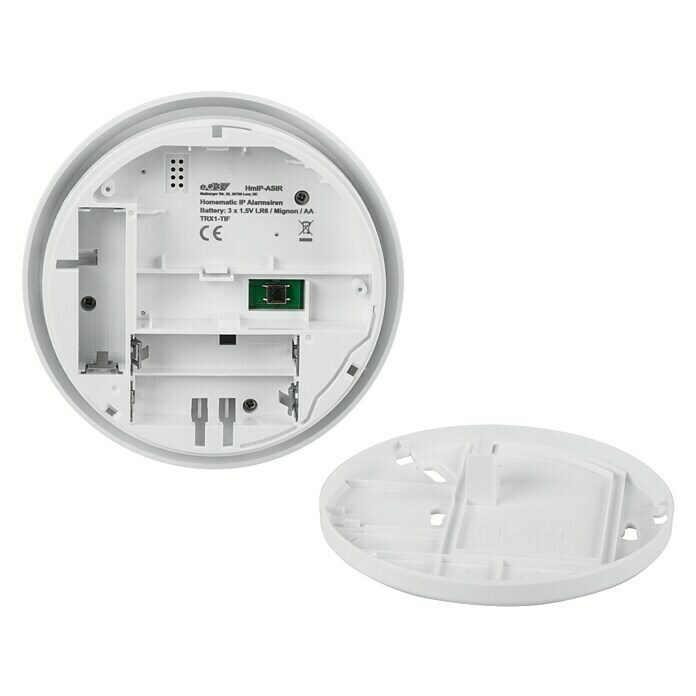 Homematic IP Alarmsirene (Batteriebetrieben, Alarmsignal: 90 dB, Ø x H: 12,4 x 4,5 cm)