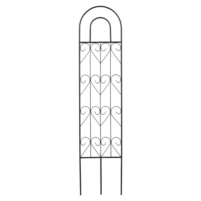 Gardol Zierspalier Toskana - 34 x 150 cm, Anthrazit - Metall-Rosenbogen mit Herzmuster für den Garten. Die Rankhilfe bietet Kletterpflanzen eine dekorative Stütze im Außenbereich.