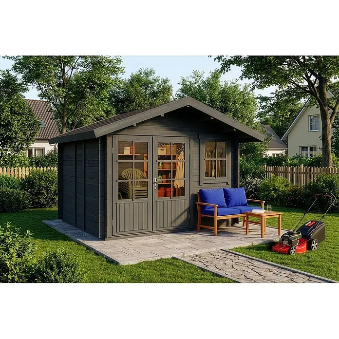 Alpholz Gartenhaus Palermo - Außenmaß inkl. Dachüberstand (B x T): 331 x 331 cm, Holz, Grau