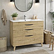 Mueble de lavabo Turia (L x An x Al: 45 x 100 x 85 cm, Nogal y negro) | BAUHAUS