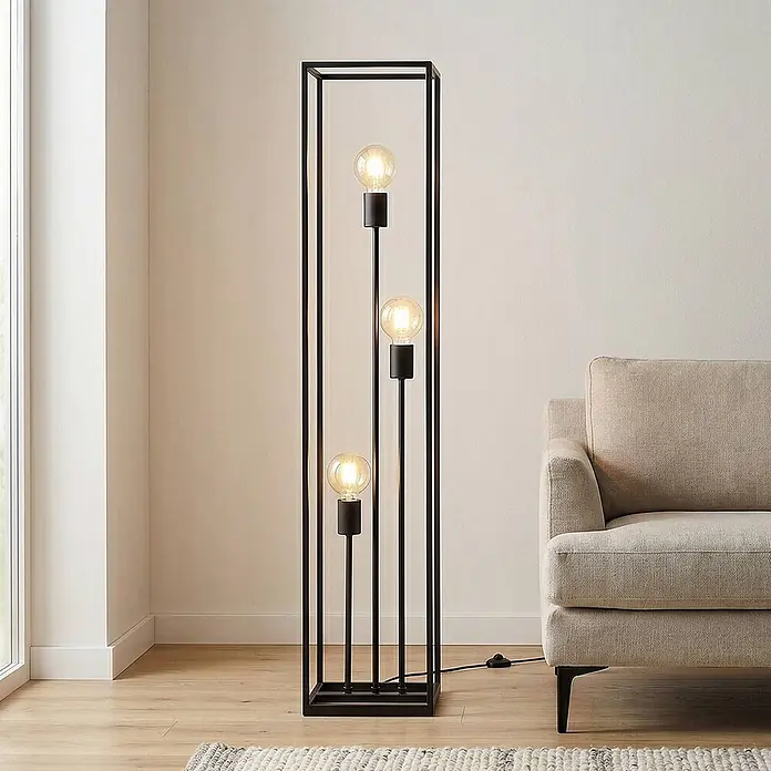 Lindby Stehleuchte Krisha - Höhe: 120 cm, schwarz, E27