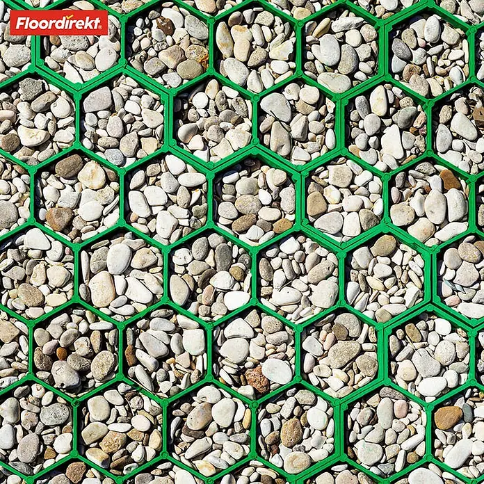 Floordirekt Rasengitterstein Grün - 4er Set - 50 x 50 cm - Paddockplatte - Grün, 50 x 50 x 3,8 cm, Kunststoff