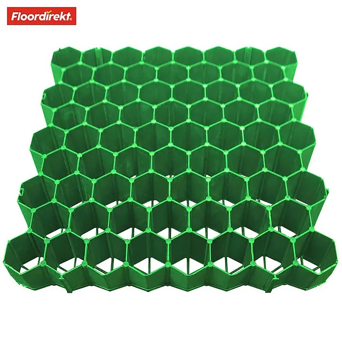 Floordirekt Rasengitterstein Grün - 50 x 50 cm - Paddockplatte - Grün, 50 x 50 x 3,8 cm, Kunststoff