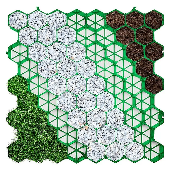 Floordirekt Rasengitterstein Grün - 50 x 50 cm - Paddockplatte - Grün, 50 x 50 x 3,8 cm, Kunststoff