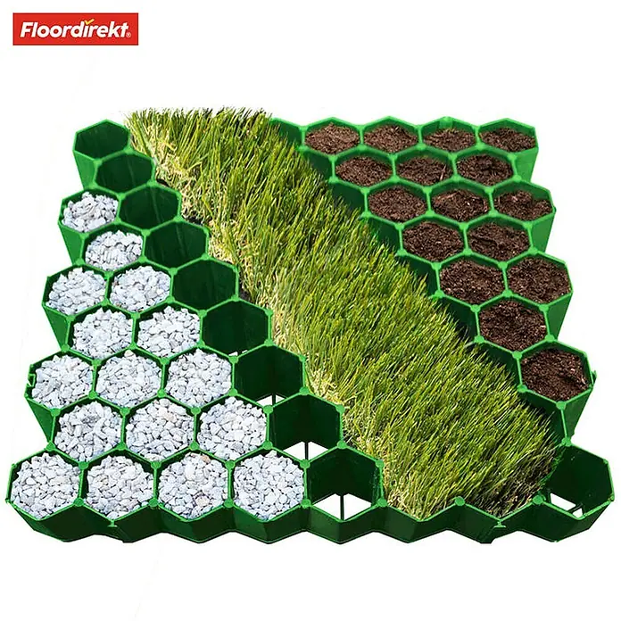Floordirekt Rasengitterstein Grün - 50 x 50 cm - Paddockplatte - Grün, 50 x 50 x 3,8 cm, Kunststoff