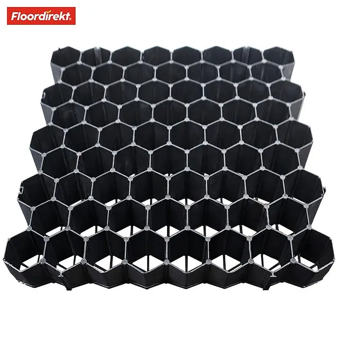 Floordirekt Rasengitterstein Schwarz - 50 x 50 cm - Paddockplatte - Schwarz, 50 x 50 x 3,8 cm, Kunststoff