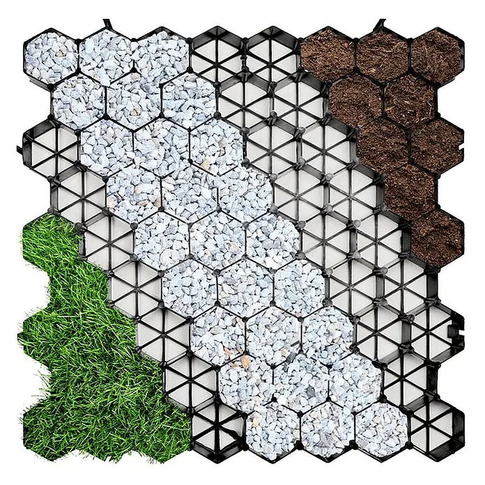 Floordirekt Rasengitterstein Schwarz - 50 x 50 cm - Paddockplatte - Schwarz, 50 x 50 x 3,8 cm, Kunststoff