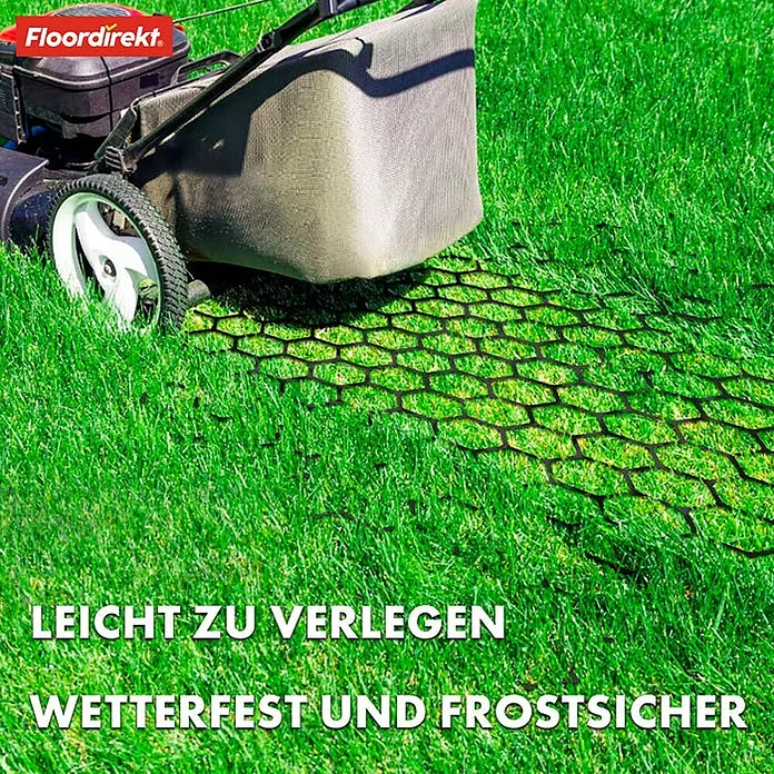 Floordirekt Rasengitterstein Schwarz - 50 x 50 cm - Paddockplatte - Schwarz, 50 x 50 x 3,8 cm, Kunststoff