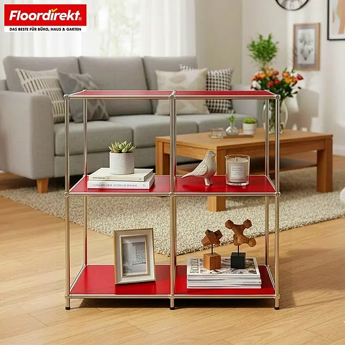 Floordirekt Metallregal Concept Epure MK-027 - 78 x 40 x 82 cm Rot - H x B x T: 82 x 78 x 40 cm, Anzahl Böden: 3 Stk., Schrauben, Rot