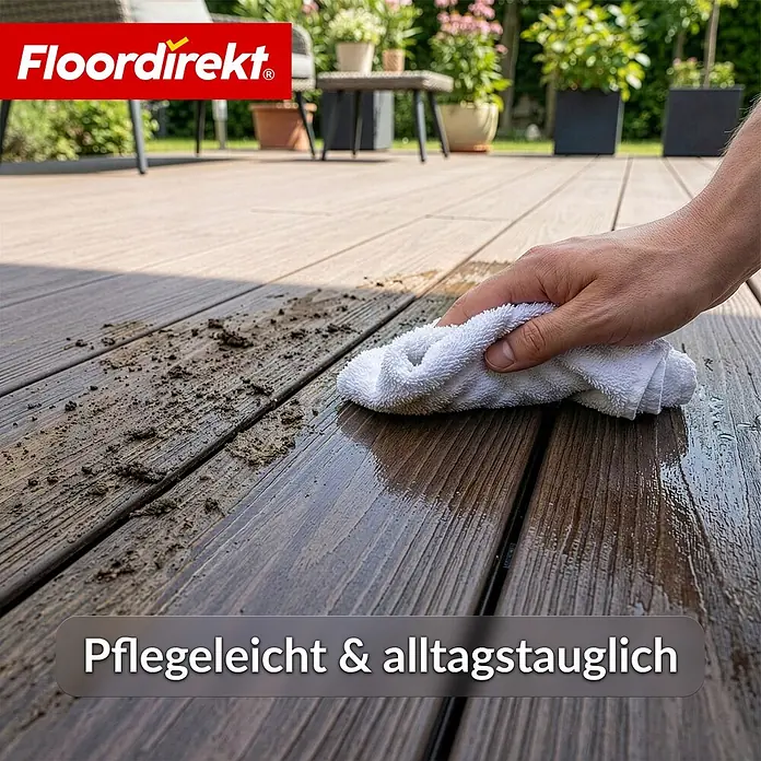 Floordirekt Terrassenfliese Crown - 2 m² Komplettset - 14,6 cm x 220 cm x 22 mm, Braun