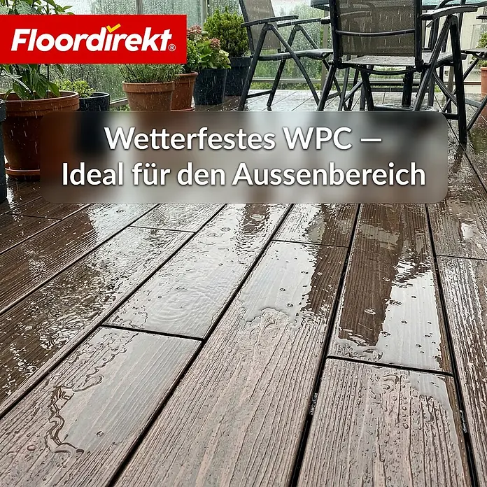 Floordirekt Terrassenfliese Crown - 2 m² Komplettset - 14,6 cm x 220 cm x 22 mm, Braun