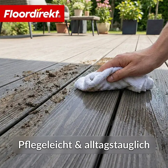 Floordirekt Terrassenfliese Crown - 2 m² Komplettset - 14,6 cm x 220 cm x 22 mm, Grau