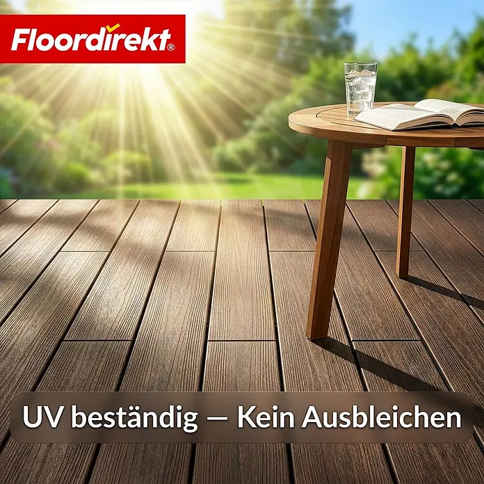 Floordirekt Terrassenfliese Crown - 2 m² Komplettset - 14,6 cm x 220 cm x 22 mm, Braun