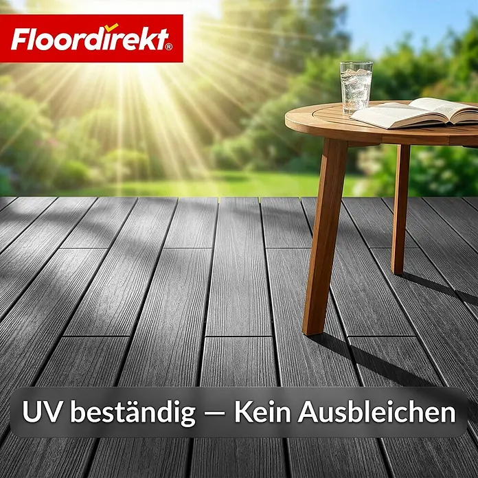 Floordirekt Terrassenfliese Crown - 2 m² Komplettset - 14,6 cm x 220 cm x 22 mm, Grau