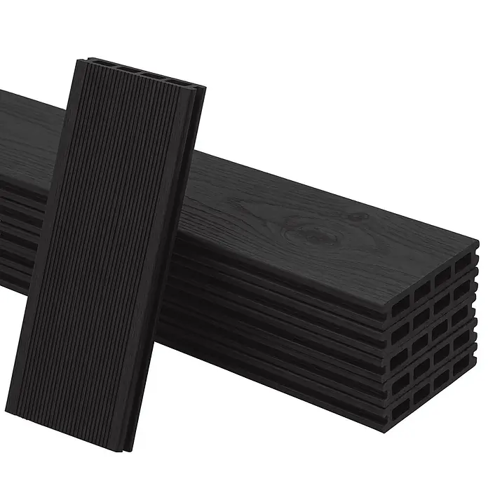 Floordirekt Terrassenfliese Crown - 2 m² Komplettset - 14,6 cm x 220 cm x 22 mm, Schwarz