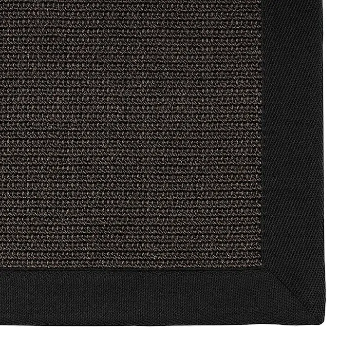 Floordirekt Kurzflorteppich aus Sisalfaser - mit Bordüre - Schwarz, 290 x 200 cm, Sisal