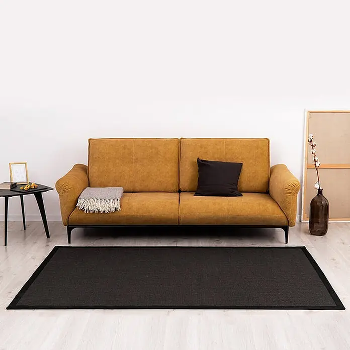 Floordirekt Kurzflorteppich aus Sisalfaser - mit Bordüre - Schwarz, 290 x 200 cm, Sisal
