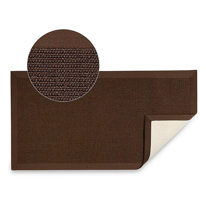 Floordirekt Kurzflorteppich aus Sisalfaser - mit Bordüre - Dunkelbraun, 230 x 160 cm, Sisal