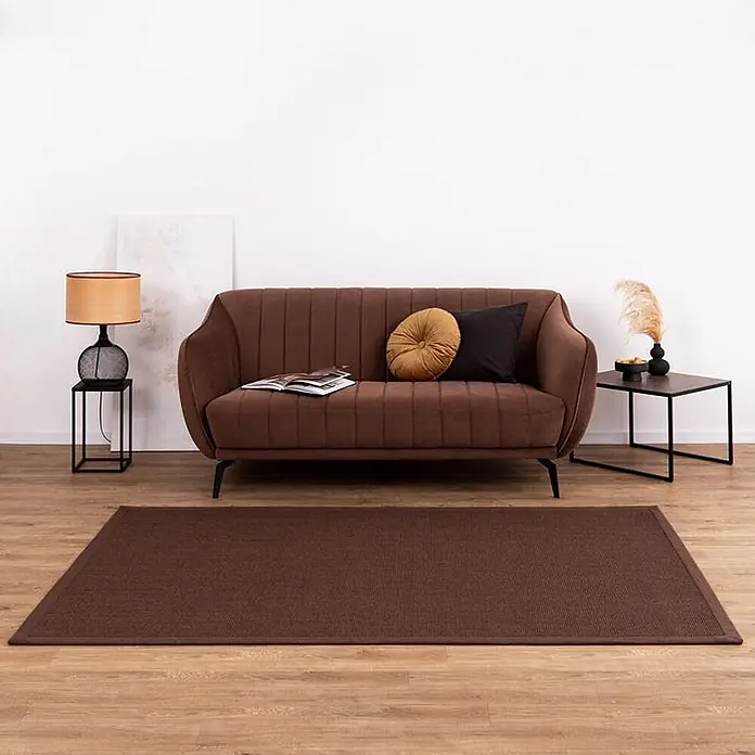 Floordirekt Kurzflorteppich aus Sisalfaser - mit Bordüre - Dunkelbraun, 230 x 160 cm, Sisal