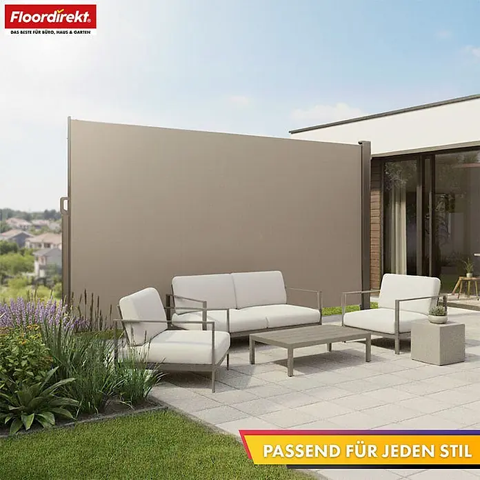 Floordirekt Klemmmarkise Alu-Seitenmarkise - Sicht- & Sonnenschutz - Beige - 140 x 300 cm - 