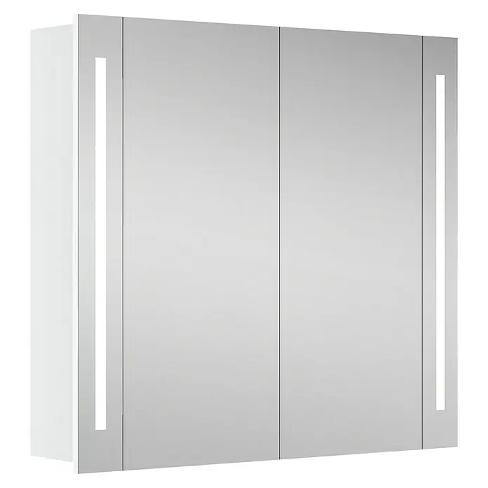 Riva LED-Spiegelschrank Hydra - B x H: 80 x 75,2 cm, Holz, Weiß - Ein moderner Badezimmerspiegelschrank mit integrierter LED-Beleuchtung für eine stilvolle und funktionale Badezimmerausstattung.