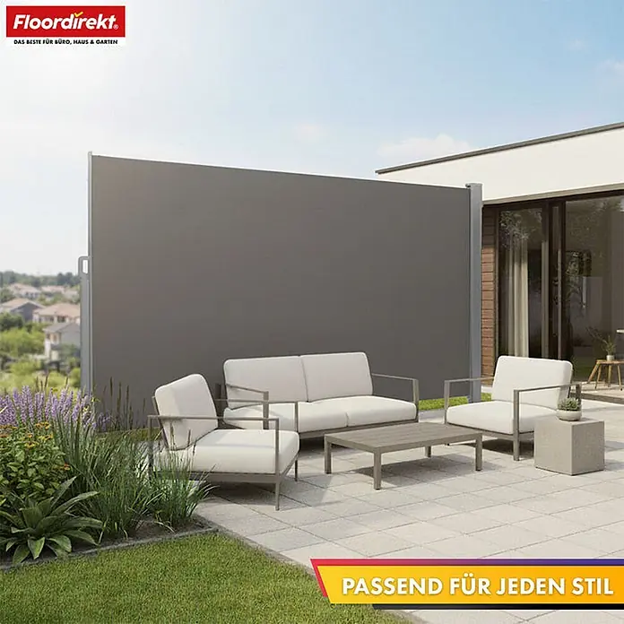 Floordirekt Klemmmarkise Alu-Seitenmarkise - Sicht- & Sonnenschutz - Hellgrau - 160 x 300 cm - Breite: 300 cm