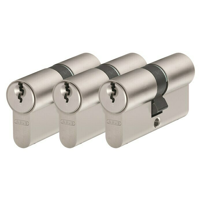 Abus Profilzylinder-Set E203 x Türzylinder, Baulänge innen: 30 mm, Baulänge außen: 30 mm, Anzahl Schlüssel: 5 Stk. Front View