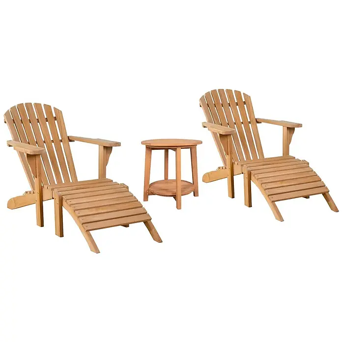 Bene Living Gartenliegen-Set Adirondack Montreal & Milton - braun, Naturmaterialien
