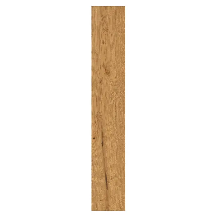 Barlinek Parkett - Eiche leichtbraun gebürstet, Landhausdiele, 1.092 x 180 x 14 mm - Hellbraune Holzmaserung mit geraden und welligen Mustern und kleinen Ästen, geeignet für Böden oder Möbel.
