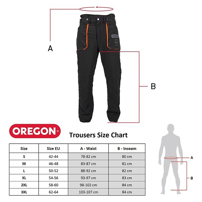 Oregon Pantalones resistentes al corte Yukon (XXL, Negro/Naranja, Unisex) | BAUHAUS