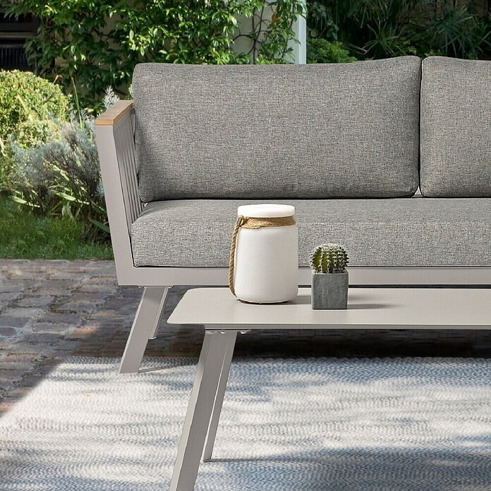 Acamp Loungemöbel-Set Gondola (4 -tlg., Polywood/Aluminium/Polyester, Taupegrau/Teak-färbig/Grau) | BAUHAUS