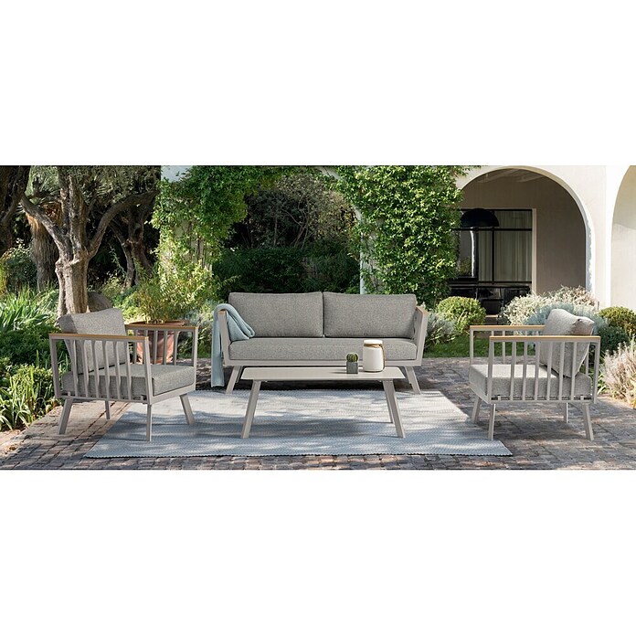 Acamp Loungemöbel-Set Gondola (4 -tlg., Polywood/Aluminium/Polyester, Taupegrau/Teak-färbig/Grau) | BAUHAUS