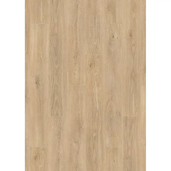 Krono Original Laminatmuster Atlantic 8 - Tortilla Cashmere Oak, 297 x 195 x 8 mm, Landhausdiele - Heller Holzfußboden mit natürlicher Maserung und Astlöchern.