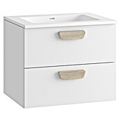 Mueble de lavabo Sofia 2C (L x An x Al: 46 x 60 x 50 cm, Blanco mate tirador roble) | BAUHAUS