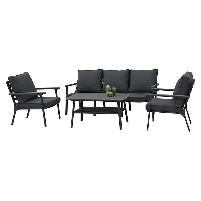 Acamp Loungemöbel-Set Samos (4 -tlg., Aluminium/Polyester/Polywood, Anthrazit/Vintage grau) | BAUHAUS