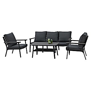 Acamp Loungemöbel-Set Samos (4 -tlg., Aluminium/Polyester/Polywood, Anthrazit/Vintage grau)