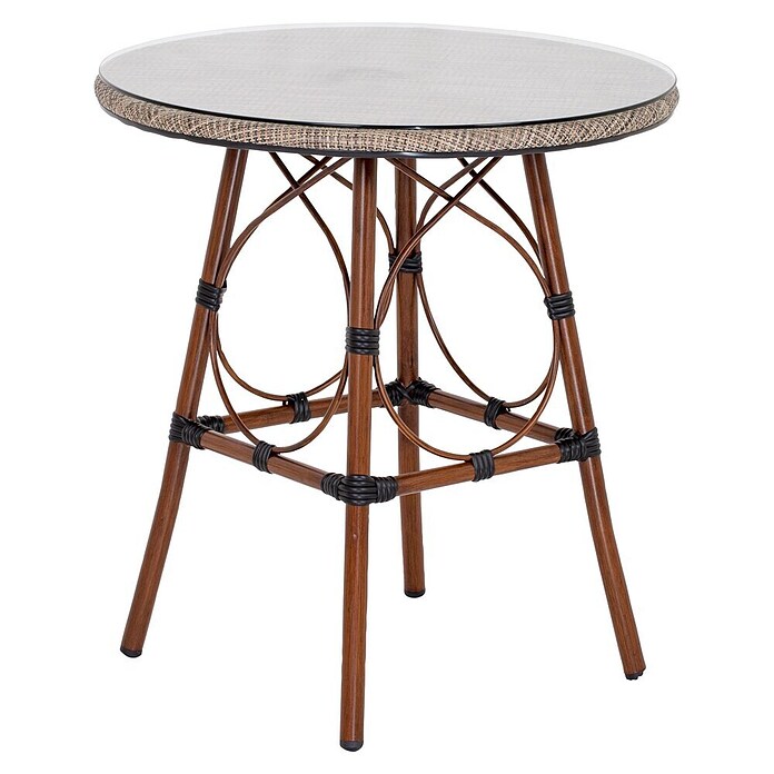 Acamp Balkonmöbel-Set Maui (5 -tlg., Aluminium/Acatex-Gewebe/Sicherheitsglas, Bambus Dunkel/Cappuccino) | BAUHAUS