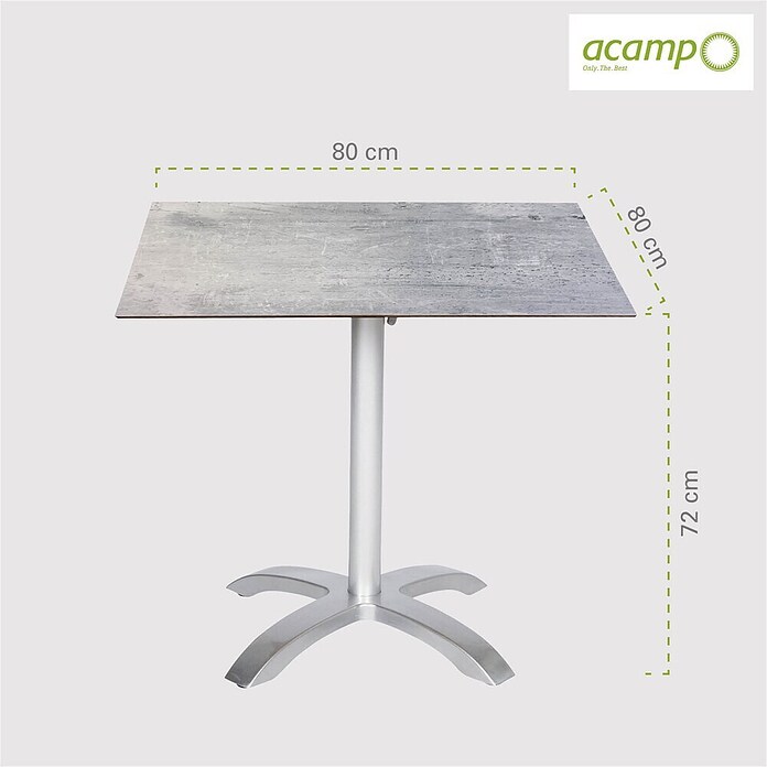 Acamp Gartentisch Acaplan (L x B x H: 80 x 80 x 72 cm, Hochdruck-Schichtpress, Quadratisch, Platin/Cemento/Grigio) | BAUHAUS