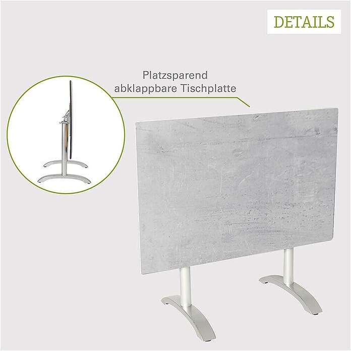 Acamp Gartentisch Acaplan (L x B x H: 120 x 80 x 72 cm, Hochdruck-Schichtpress, Rechteckig, Platin/Cemento/Grigio) | BAUHAUS