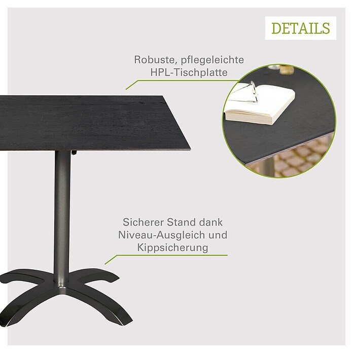 Acamp Gartentisch Acaplan (L x B x H: 80 x 80 x 75 cm, Hochdruck-Schichtpress, Quadratisch, Weiß) | BAUHAUS