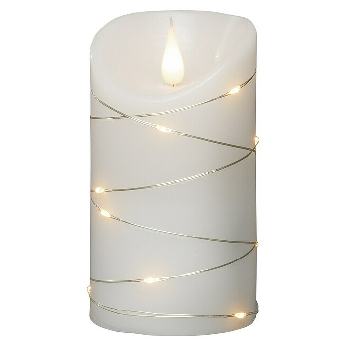 Konstsmide LED-Kerze mit Tropfen (Weiß, Ø x H: 7,5 x 13,5 cm, Wachs, Warmweiß)